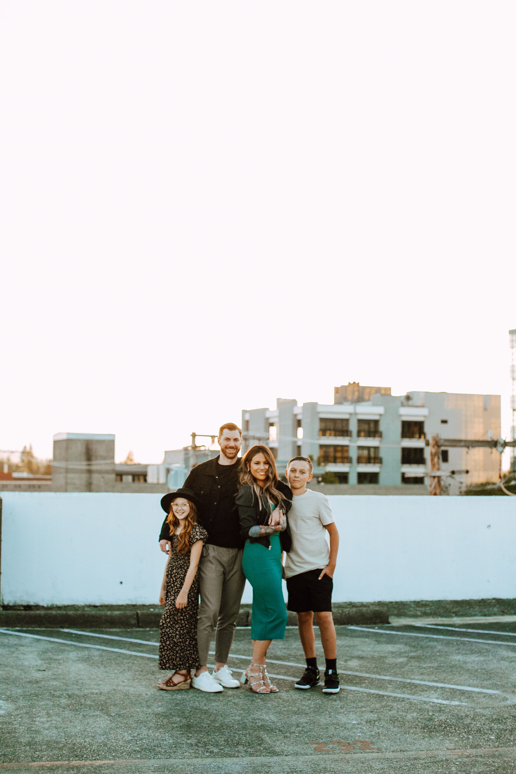 Family posing for photos in Bremerton, Washington