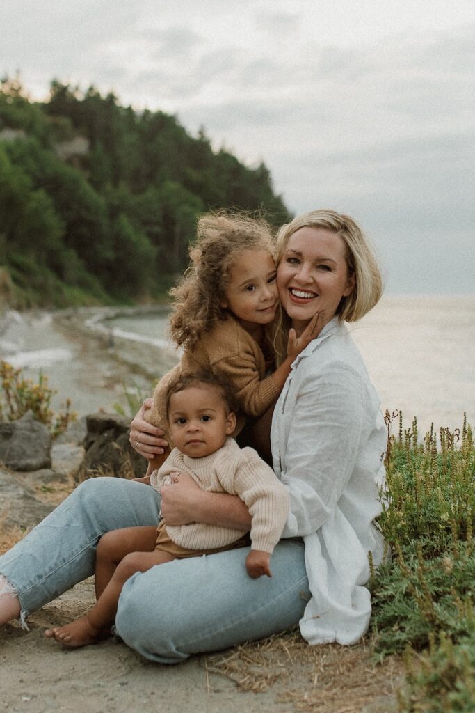 Motherhood photo session with two daughters in the pacific northwest
